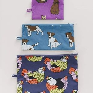 NWT BAGGU Flat Pouch Set in Garden Pets